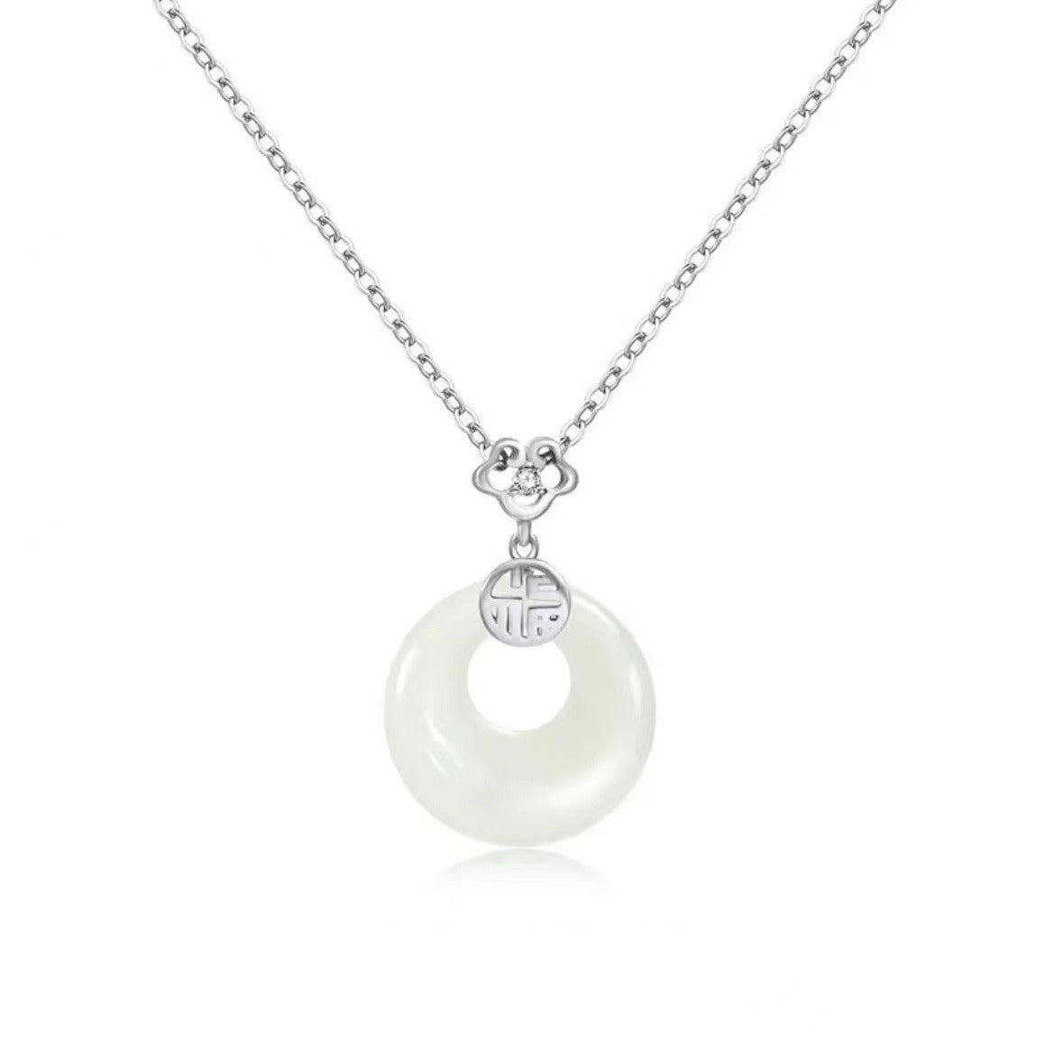 S925 Hotan Jade Necklace Women Pendant Jade Niche Design High-Level Light Luxury Fashion Clavicle Chain White Chalcedony