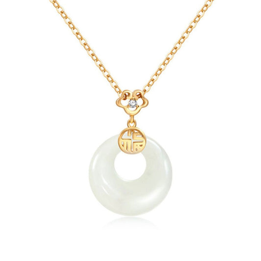 S925 Hotan Jade Necklace Women Pendant Jade Niche Design High-Level Light Luxury Fashion Clavicle Chain White Chalcedony